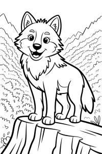 Wolf auf breitem Felsen Wolf auf breitem Felsen - Ausmalbild zum Ausdrucken