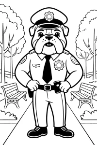 Buldog policjant z pałką służbową