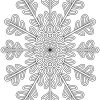 Mandala śnieżynka z kwiatowym środkiem - Kolorowanka do druku