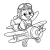 Pinguinpilot im alten Flugzeug - Malvorlage zum Ausdrucken