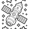Satellite with Panels Among Stars - Printable coloring page