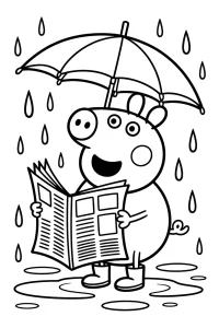 Świnka Peppa z parasolem i gazetą