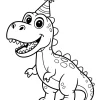 Birthday Dinosaur with Party Hat - Printable coloring page
