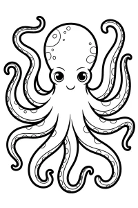 Smiling Octopus with Round Spots - Printable coloring page