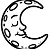 Lächelnder Mond mit großer Nase - Malvorlage zum Ausdrucken