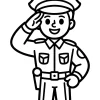 Uśmiechnięty policjant z czapką i pasem