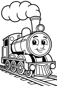Cheerful Train with a Big Steam Cloud - Printable coloring page