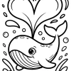 Baleine joyeuse avec grand jet d’eau - Coloriage à imprimer