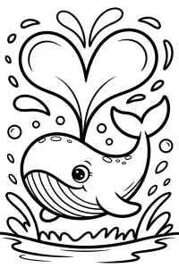 Cheerful Whale with a Big Splash - Printable coloring page