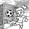Mädchen am Tor mit Ball - Malvorlage zum Ausdrucken