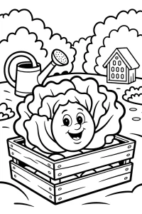 Smiling Cabbage in a Large Box - Printable coloring page