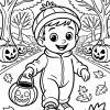 Dziecko z dyniowym wiaderkiem Halloween
